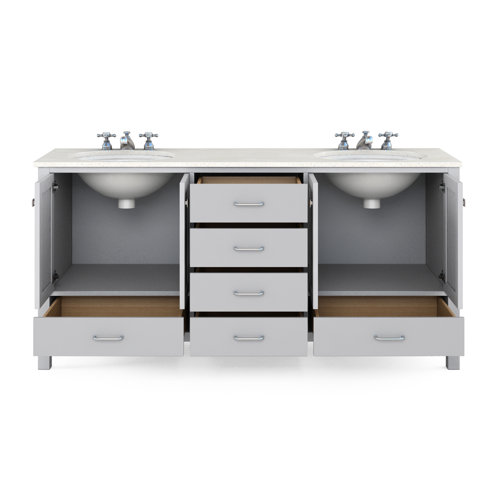 Red Barrel Studio® Nantucket 72" Solid Wood Bathroom Vanity with